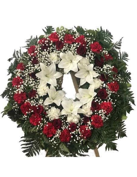 «Leonor» Funeral Wreath · Red Roses & Lilies | Mallorca