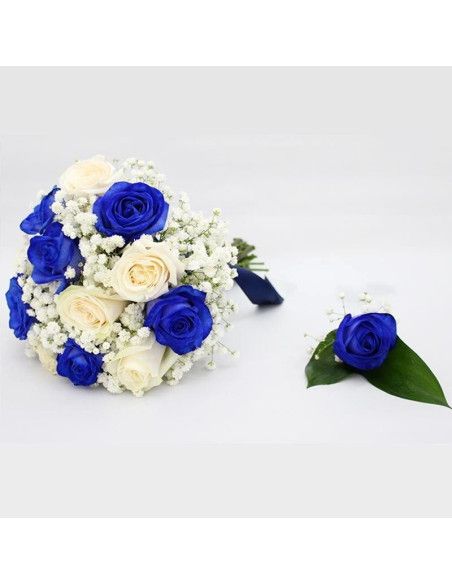 Букет из синих и белых роз - Floristería Mallorca