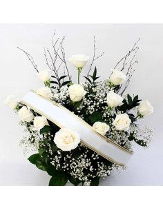 Centro fúnebre 13 rosas blancas - Floristería Mallorca