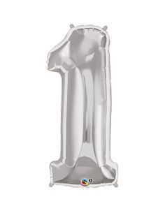 Helium balloon "1" in gold and silver - Mallorca Florist 2
