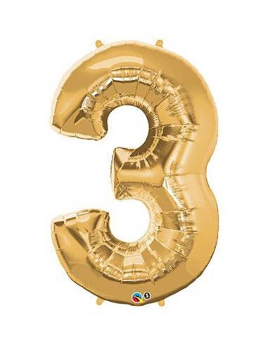 Гелиевый шар "3" из золота и серебра - Майорка Флорист
