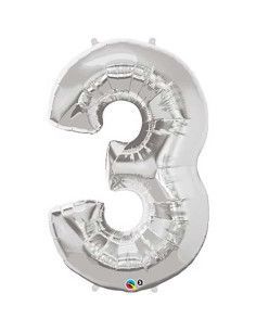 "3" Heliumballon in Gold und Silber 2
