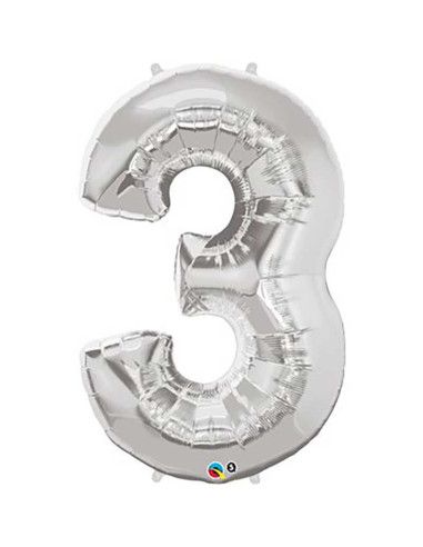 "3" Heliumballon in Gold und Silber