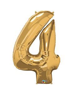 Helium balloon "4" in gold and silver - Mallorca Florist