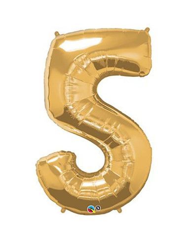 "5" Heliumballon in Gold und Silber - Mallorca Florist