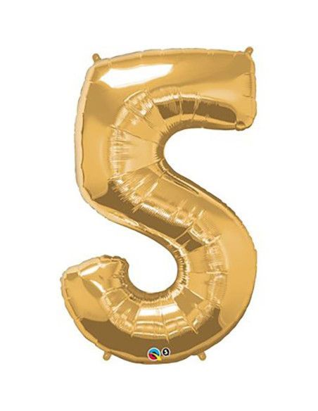 "5" Heliumballon in Gold und Silber - Mallorca Florist