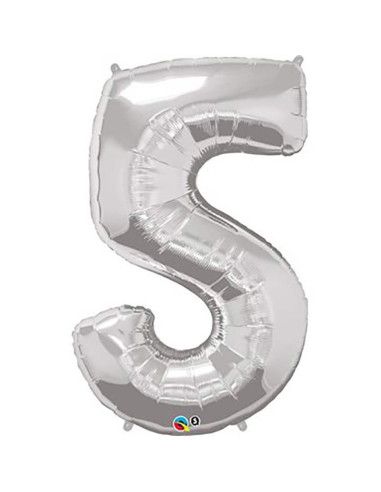 "5" Heliumballon in Gold und Silber - Mallorca Florist