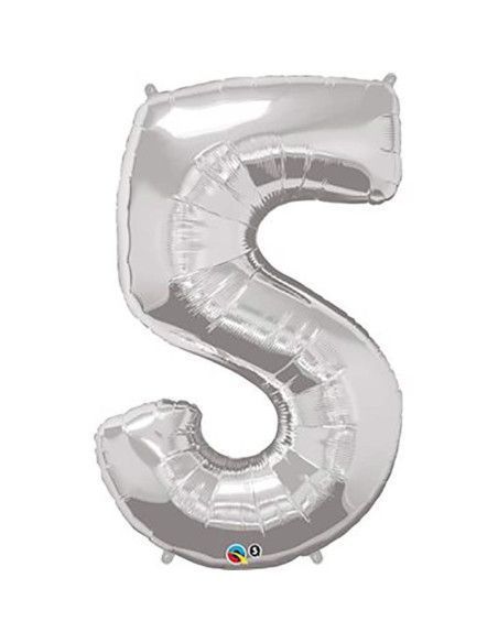 "5" Heliumballon in Gold und Silber - Mallorca Florist