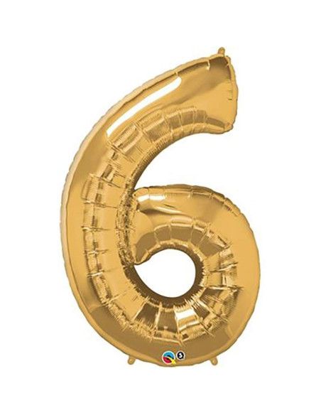 Гелиевый шар "6" из золота и серебра - Майорка Флорист
