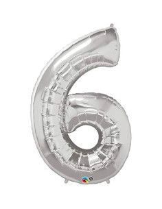 Globo de helio " 6 " en oro y plata - Floristería Mallorca 2