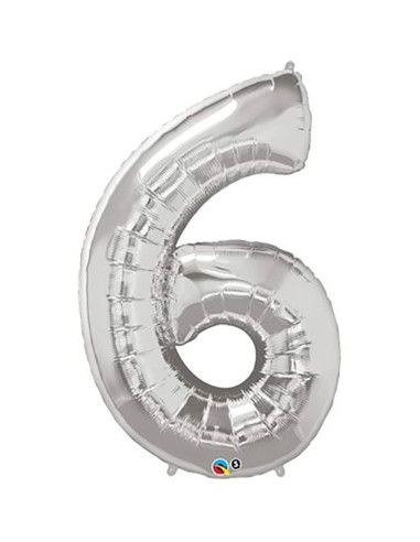 Гелиевый шар "6" из золота и серебра - Майорка Флорист