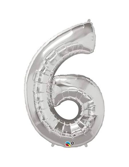 Гелиевый шар "6" из золота и серебра - Майорка Флорист