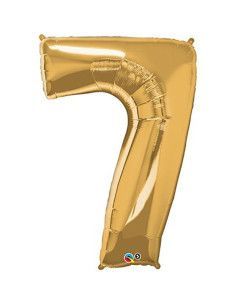 Globo de helio " 7 " en oro y plata - Floristería Mallorca