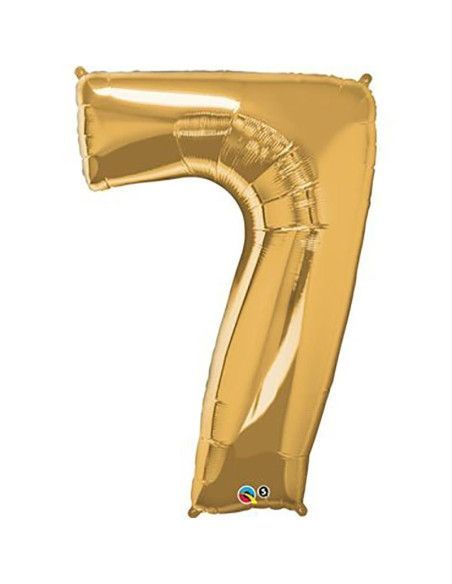 Helium balloon "7" in gold and silver - Mallorca Florist