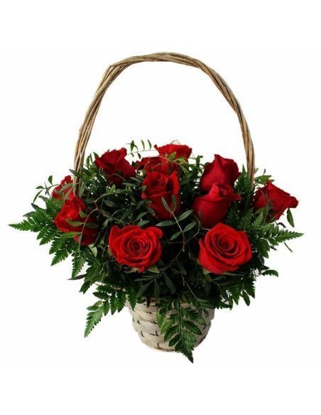 Wilder Korb mit 12 Rosen - Mallorca Florist