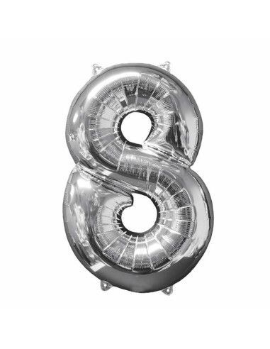 Globo de helio " 8 " en oro y plata - Floristería Mallorca