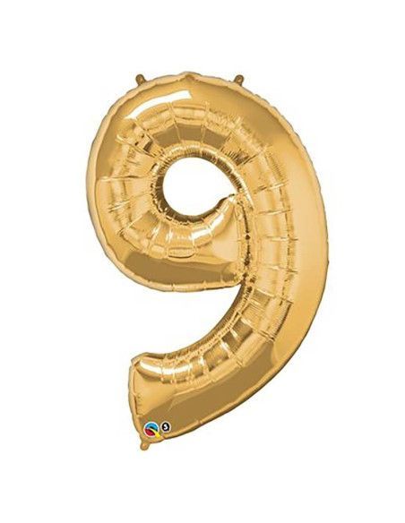 Helium balloon "9" in gold and silver - Mallorca Florist