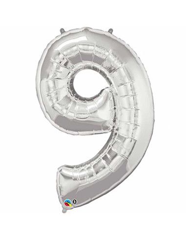 Helium balloon "9" in gold and silver - Mallorca Florist