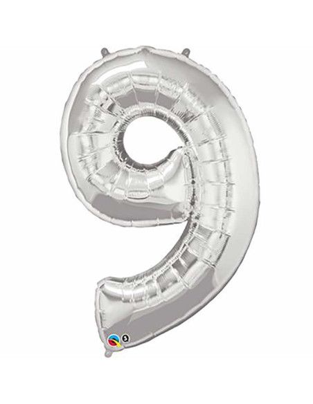 Helium balloon "9" in gold and silver - Mallorca Florist