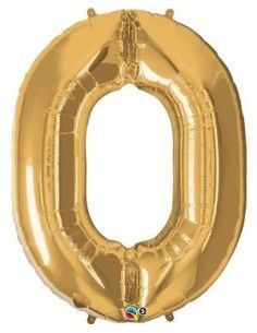 Globo de helio " 0 " en oro y plata - Floristería Mallorca