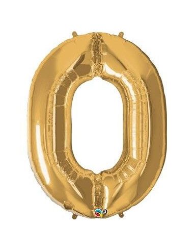 Гелиевый шарик "0" из золота и серебра - Майорка Флорист
