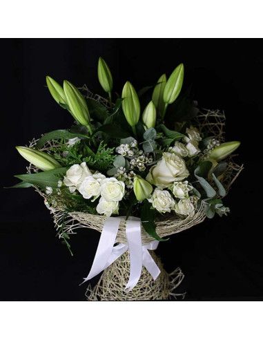 Strauß "prächtiges Sevilla" Rosen und Lilien - Mallorca Florist