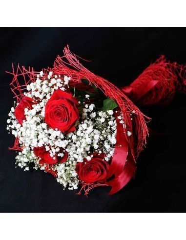 Red roses and paniculata - Mallorca Florist
