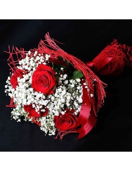 Red roses and paniculata - Mallorca Florist