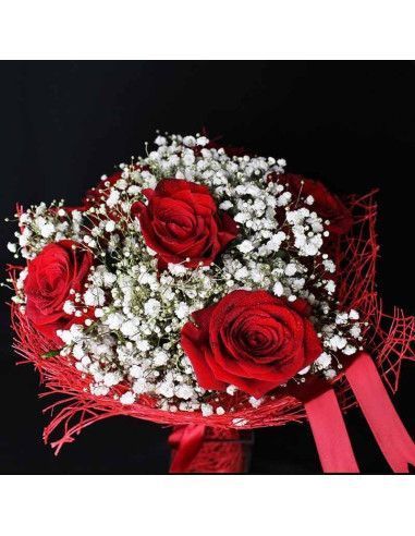 Red roses and paniculata - Mallorca Florist