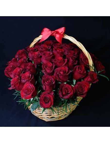 Cesta de Flores con Rosas Rojas | Floristería Mallorca