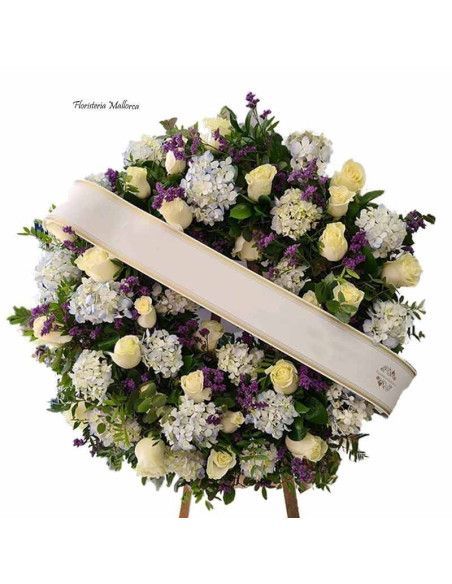 Funeral wreath of hydrangeas - Mallorca Florist