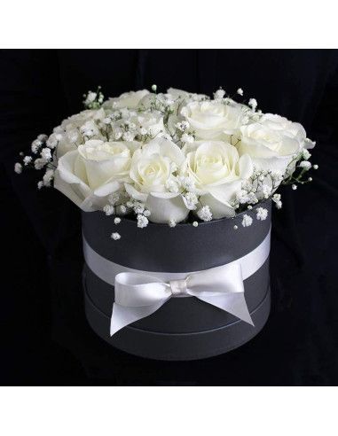 Schachtel mit weißen Rosen - Mallorca Florist