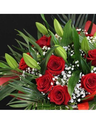 Red roses and white lilies - Mallorca Florist