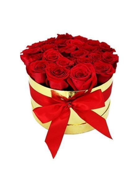 Rote Rosen in Hutschachtel | Lieferung Mallorca