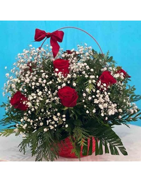 Cesta de rosas roja - Floristería Mallorca