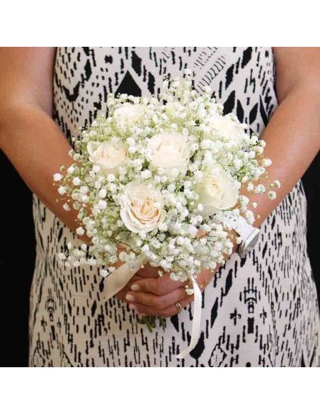 Ramo de novia de rosas blancas | Floristería Mallorca