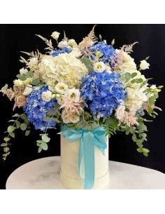Caja de Flores Hortensias y Lisianthus | Floristería Mallorca