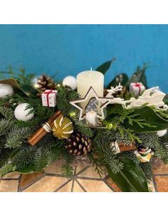 Rustikaler rechteckiger Tafelaufsatz (beleuchtet) - Mallorca Florist