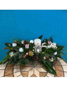 Rustikaler rechteckiger Tafelaufsatz (beleuchtet) - Mallorca Florist 2