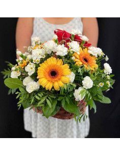 Korb mit Gerbera und Clavellina - Florist Mallorca