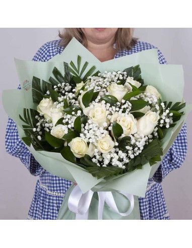 XXL-Strauß weißer Rosen · 19 bis 25 | Mallorca