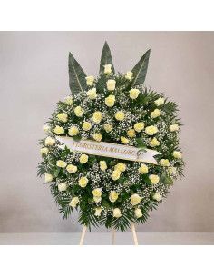 Wreath 50 White Roses – Delivery Son Valentí & Bon Sosec