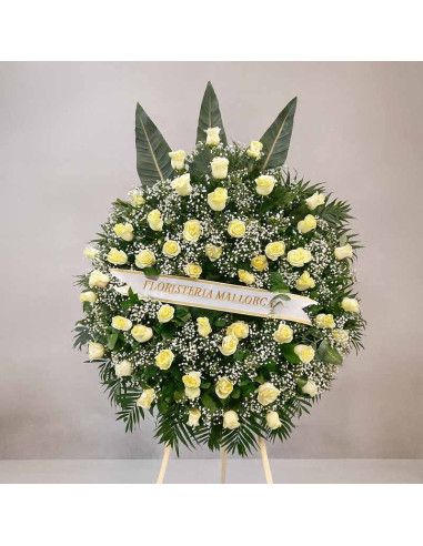 Wreath 50 White Roses – Delivery Son Valentí & Bon Sosec