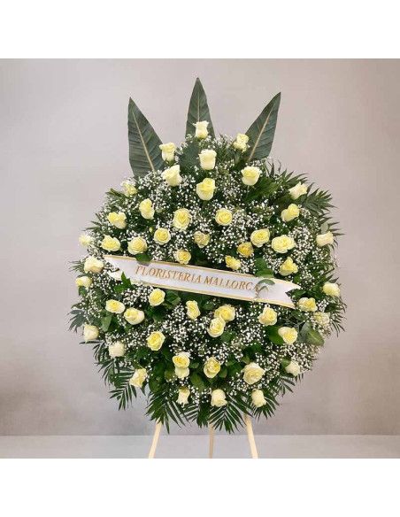 Wreath 50 White Roses – Delivery Son Valentí & Bon Sosec