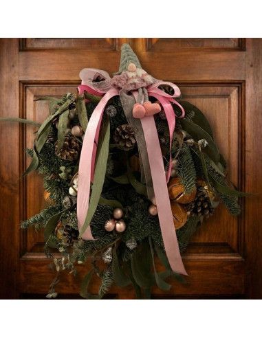 Corona de Puerta Navideña “Duende Rosa” – Floristería en Palma