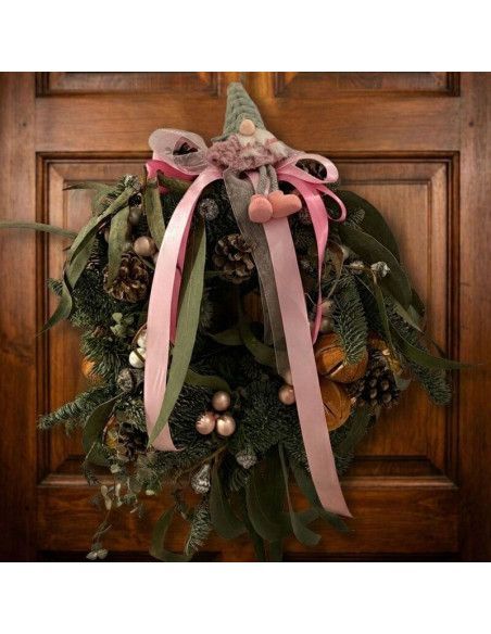 Corona de Puerta Navideña “Duende Rosa” – Floristería en Palma