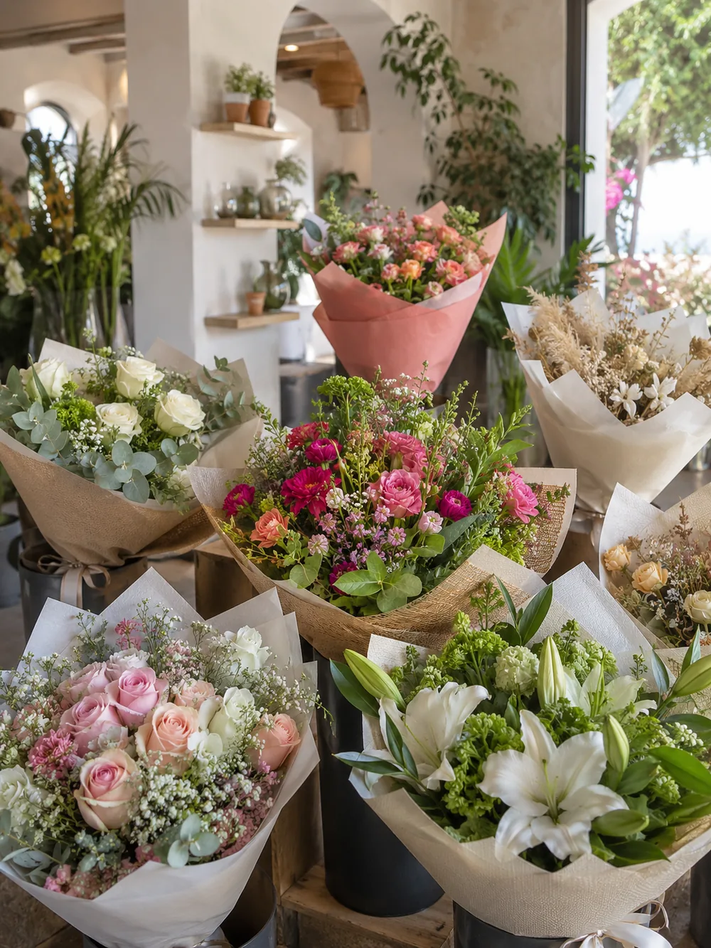 A selection of flower bouquets to give for each occasion, in Mallorca