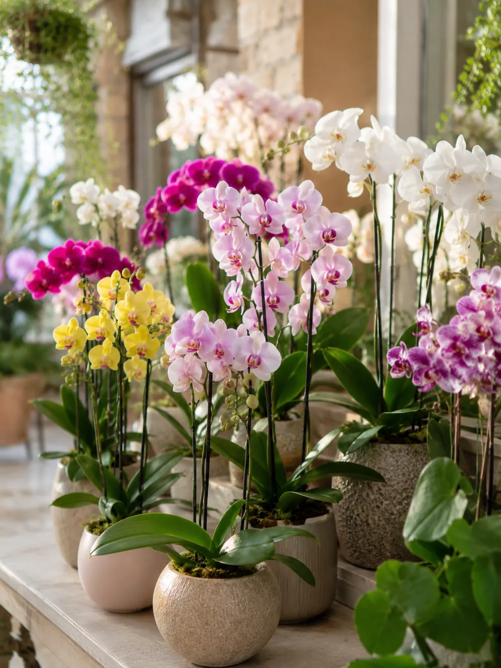 Orchid varieties in different colours