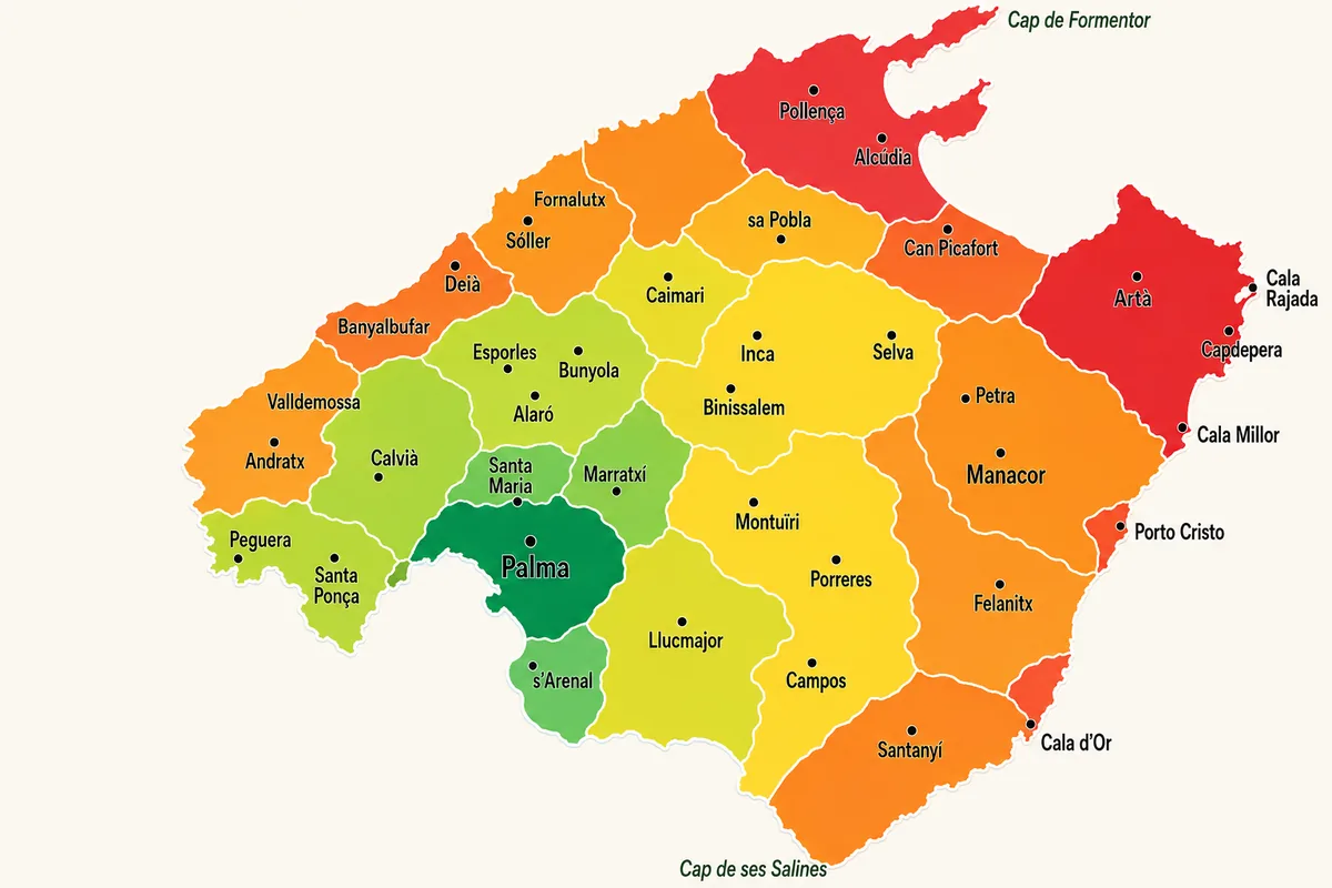 Mapa de zonas de envío de Floristería Mallorca en Mallorca